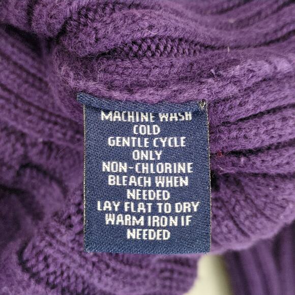 Chaps Women's L Purple Cable Knit Cotton Sweater, Whimsigoth Preppy Casual - Picture 6 of 6